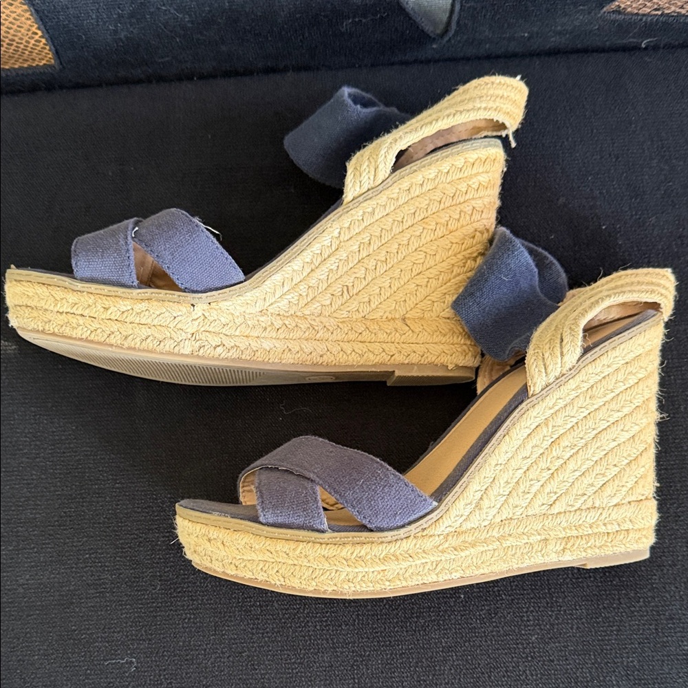 Merona Navy and Tan Espadrille Wedges
